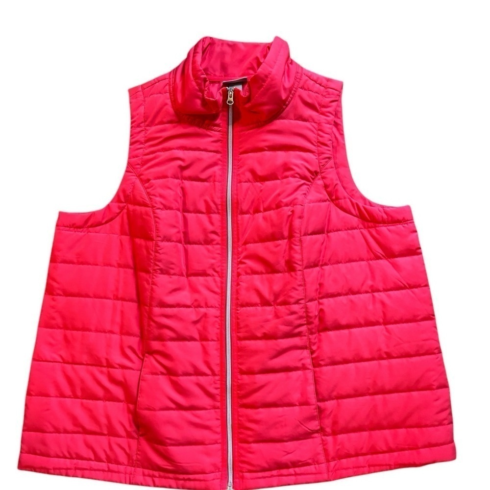 Catherines Neon Pink Lightweight Quilted Outdoor Vest Sz 2XP Pocketets Winter